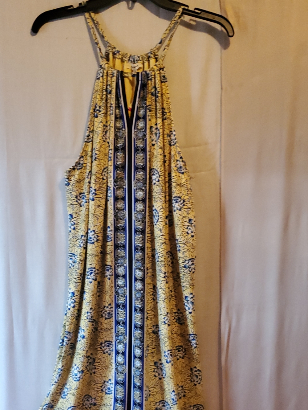 Yellow Floral Halter Maxi Dress - Brand: MAX STUDIO